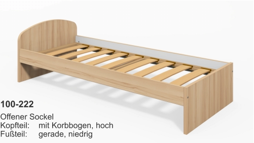 100-222 Offener SockelKopfteil:	mit Korbbogen, hochFußteil:	gerade, niedrig