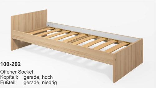 100-202 Offener SockelKopfteil:	gerade, hochFußteil:	gerade, niedrig
