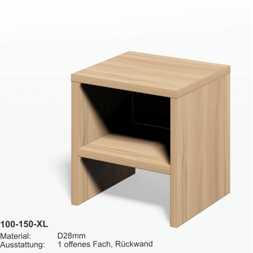 100-150-XL Material:		D28mmAusstattung:	1 offenes Fach, Rückwand