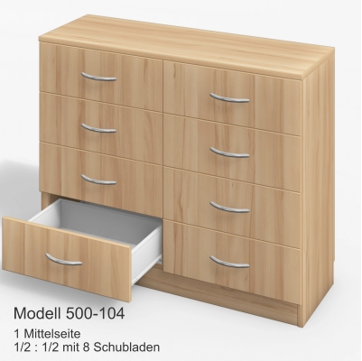 1 Mittelseite1/2 : 1/2 mit 8 Schubladen Modell 500-104