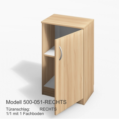 Türanschlag:	RECHTS1/1 mit 1 Fachboden Modell 500-051-RECHTS