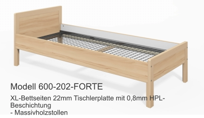 XL-Bettseiten 22mm Tischlerplatte mit 0,8mm HPL-Beschichtung- Massivholzstollen Modell 600-202-FORTE